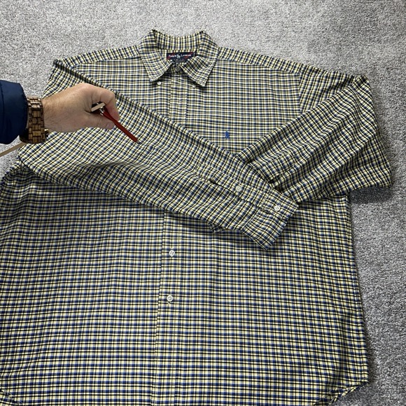 Ralph Lauren Blake Mens Button Down Shirt Blue Yellow Plaid 100% Cotton Size LT - Picture 7 of 7